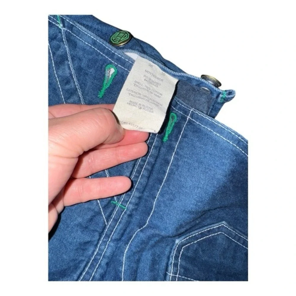 VTG Liberty‎ Distressed medium wash denim bib overalls size 36